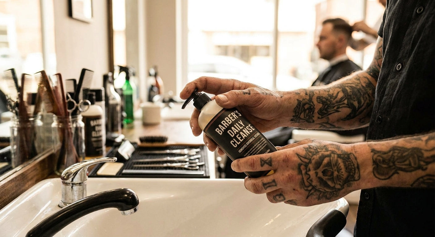 Cleanser for barbers and hairdressers exposed to chemicals all day