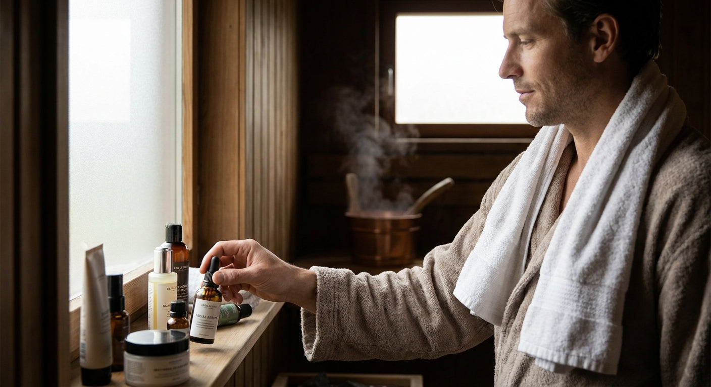 Skincare routine for men who use the sauna regularly