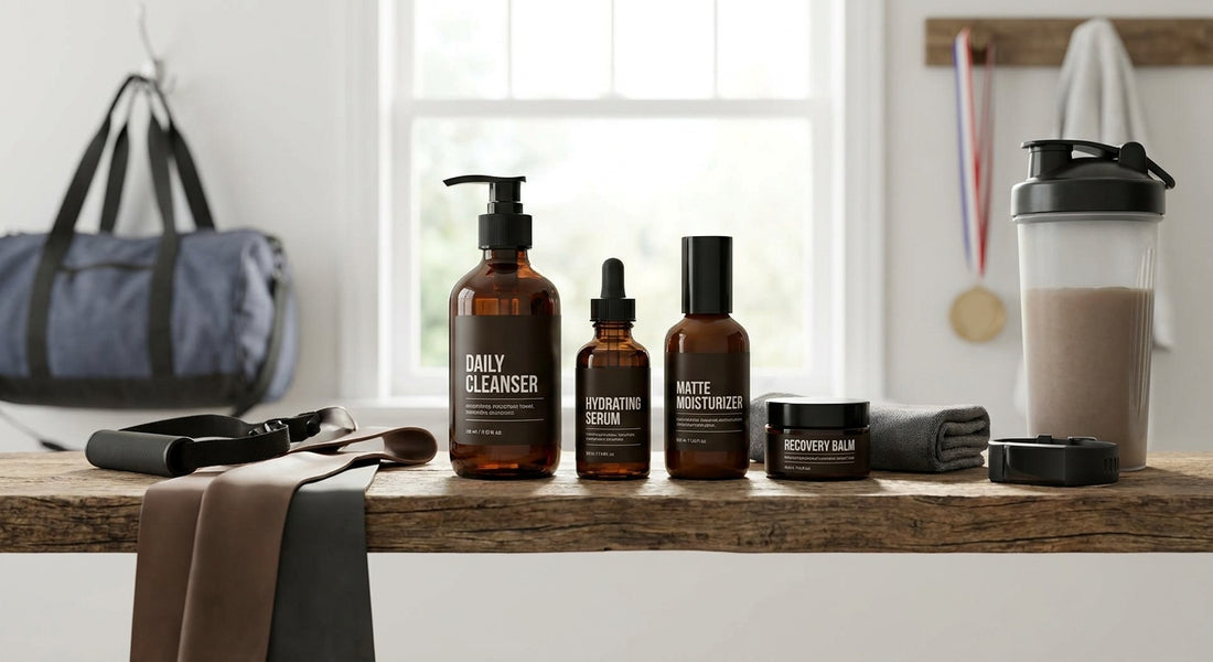 Skincare set for men cutting weight for a fitness competition